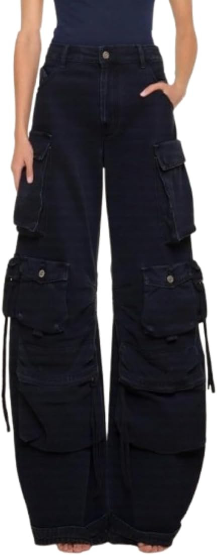 Multi-Pocket Jeans Washed Cargo Pants Y2k Retro High Street High Waist Jeans Casual Wide Leg Para... | Amazon (US)