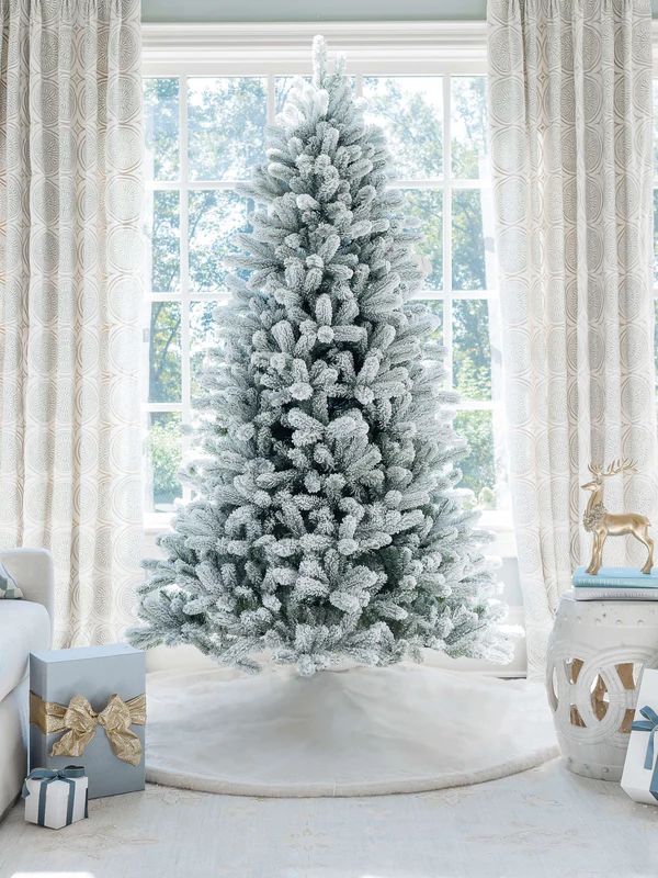 8 Foot King Flock Artificial Christmas Tree Unlit | King of Christmas