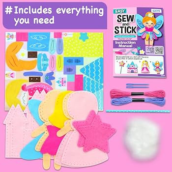 EZCRA Fairy Sewing Kit for Kids Ages 4-8 - 4 Beginner Kids Sewing Crafts Projects - No-Mess Arts ... | Amazon (US)