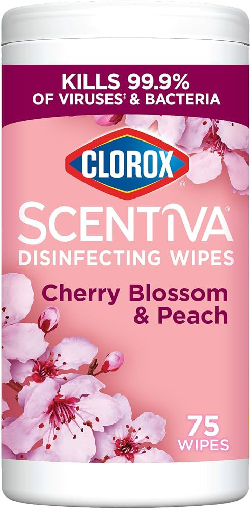 Clorox Scentiva Disinfecting Wipes, Cherry Blossom and Peach, Antibacterial, 75 Count | Amazon (US)