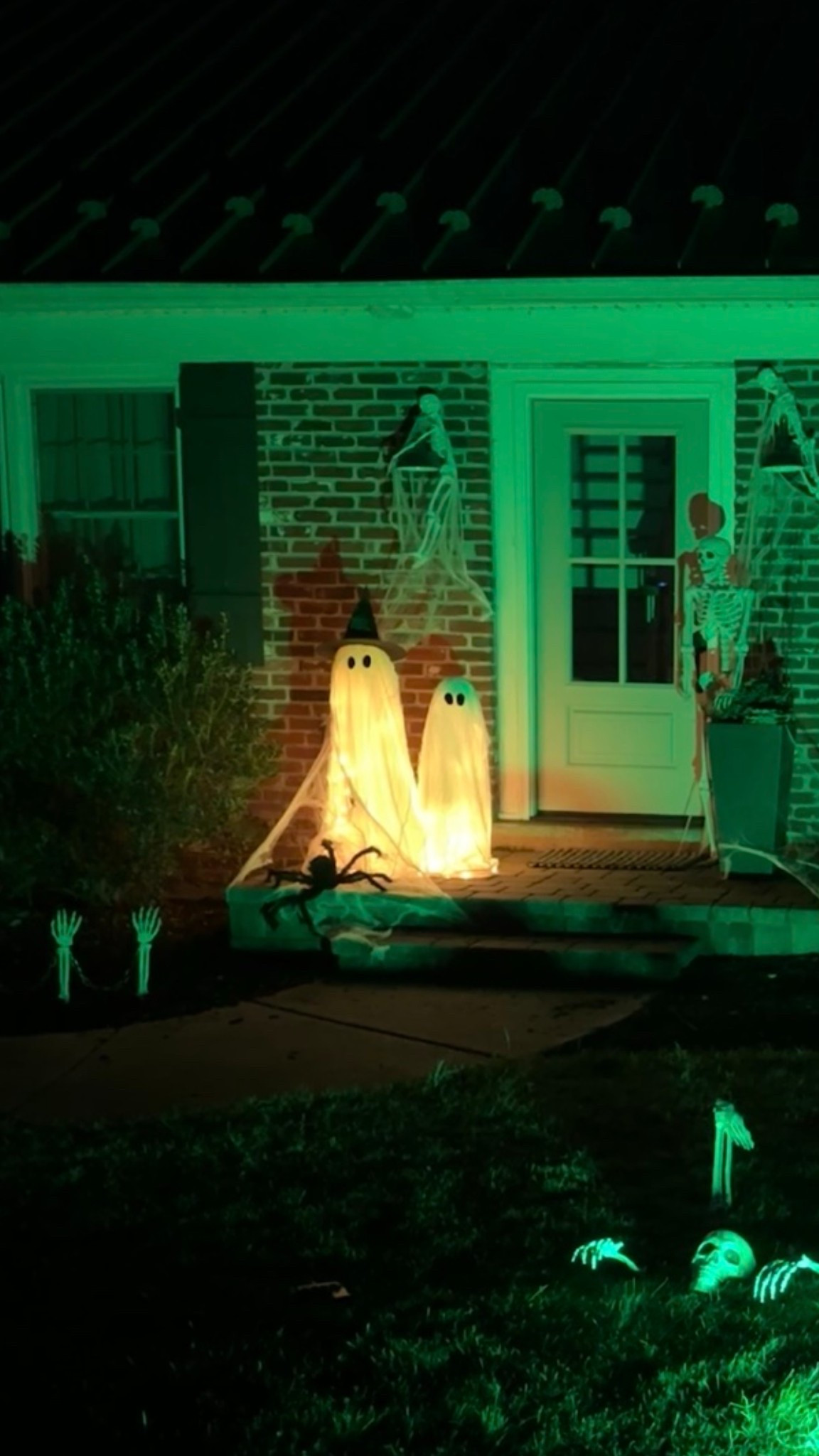 DIY pottery barn ghost dupe

Tomato cage with outdoor lights (I used Christmas lights) wrapped around, styrofoam ball for the head (or be like me and use one of your kids balls), $1 vinyl table cloth (2 per ghost so it’s not too see through), netting for texture on top, eyes with permanent adhesive vinyl. 

And all of it is weather proof!

#LTKFallSale #LTKSeasonal #LTKHome