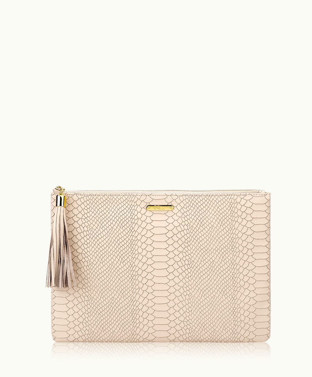Uber Clutch Almond Embossed Python | GiGi New York / Graphic Image