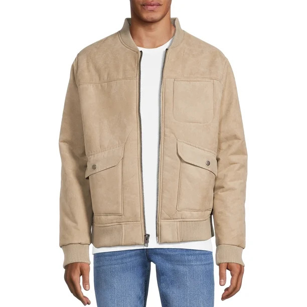 George Men's Faux Suede Bomber Jacket - Walmart.com | Walmart (US)