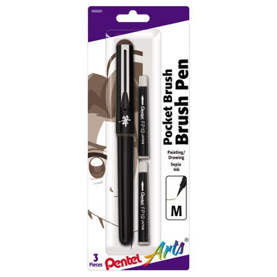 Pentel Arts Pocket Brush Pen with 2 Sepia Refills | Target