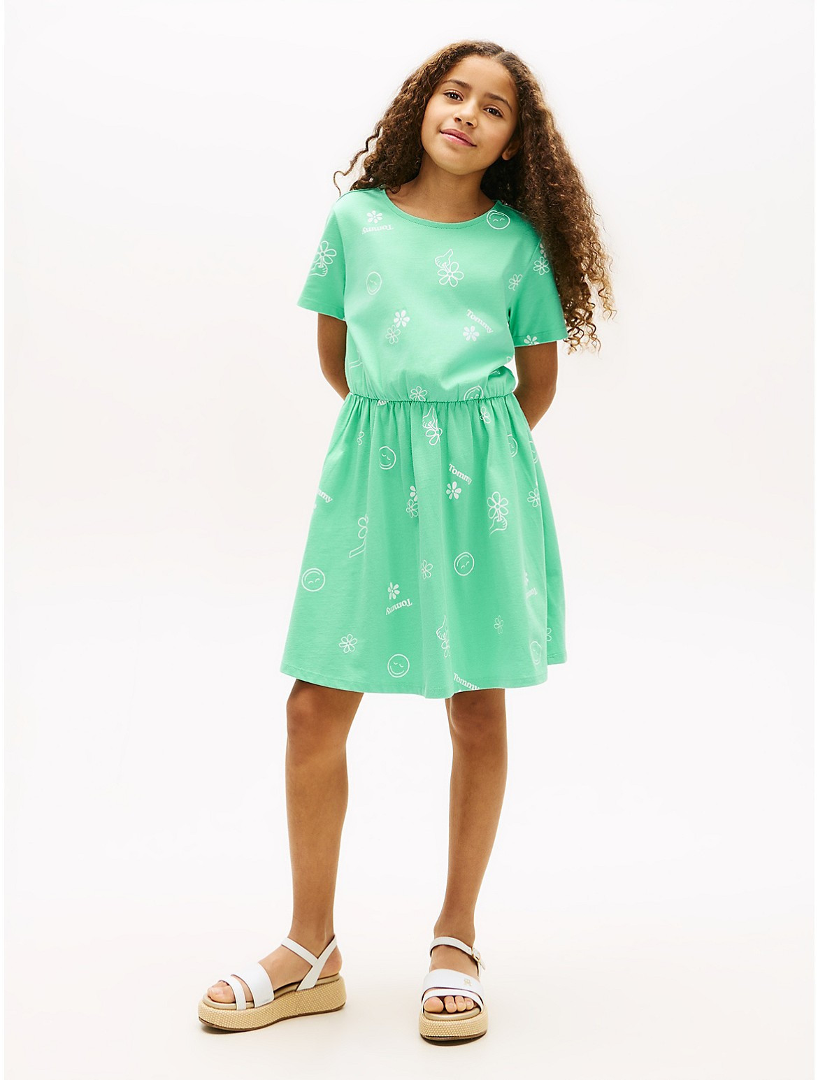 Tommy Hilfiger Girls' Kids' Spring Graphic T-Shirt Dress - Green - XL | Tommy Hilfiger (US)
