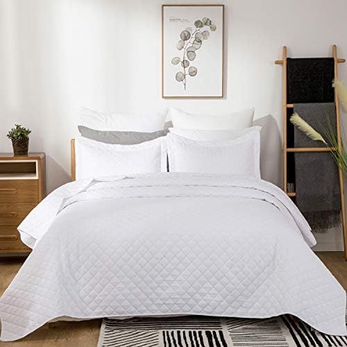 Bedsure Quilt Set White King Size (106x96 inches) - Diamond Stitched Pattern - Soft Microfiber Li... | Amazon (US)