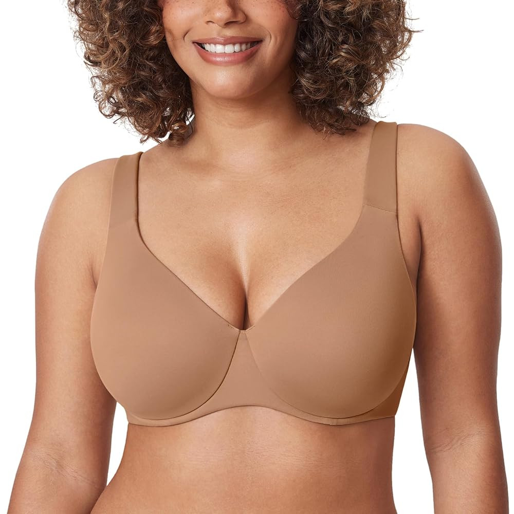 DELIMIRA Women's Plus Size Bras Minimizer Underwire Full Coverage Unlined Seamless Cup | Amazon (US)