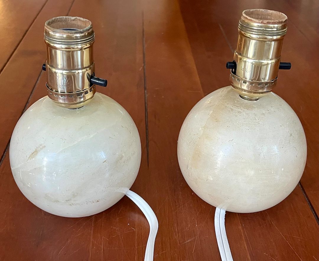 VINTAGE Set of 2 Alabaster Round Ball Table Lamps Rewired W New Cords Working 4 D Base - Etsy | Etsy (US)