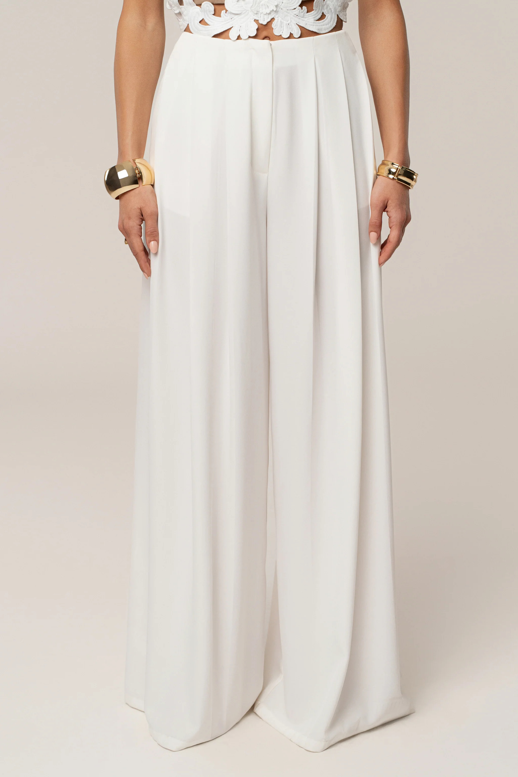 White Summer Ease Wide Leg Pants | JLUXLABEL
