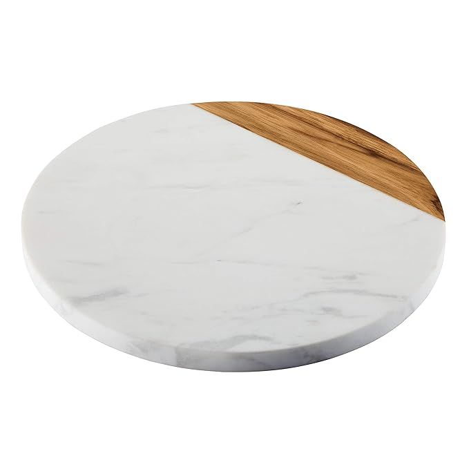 Anolon 46648 Pantryware White Marble/Teak Wood Serving Board, 10-Inch Round | Amazon (US)