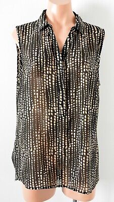 Jeanswest Top Womens Size 14 Black Brown Sleeveless Blouse 47.3 | eBay AU