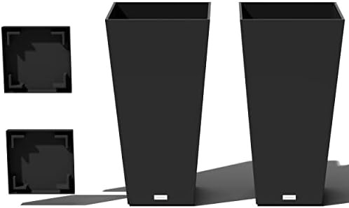 Veradek V-Resin Indoor/Outdoor Taper Planter (Black, 30 inch - 2 Pack with 2 Saucer Trays) | Amazon (US)