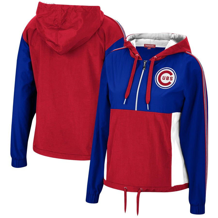 Chicago Cubs Mitchell & Ness Women's Half-Zip Windbreaker Jacket - Royal/Red | Fanatics