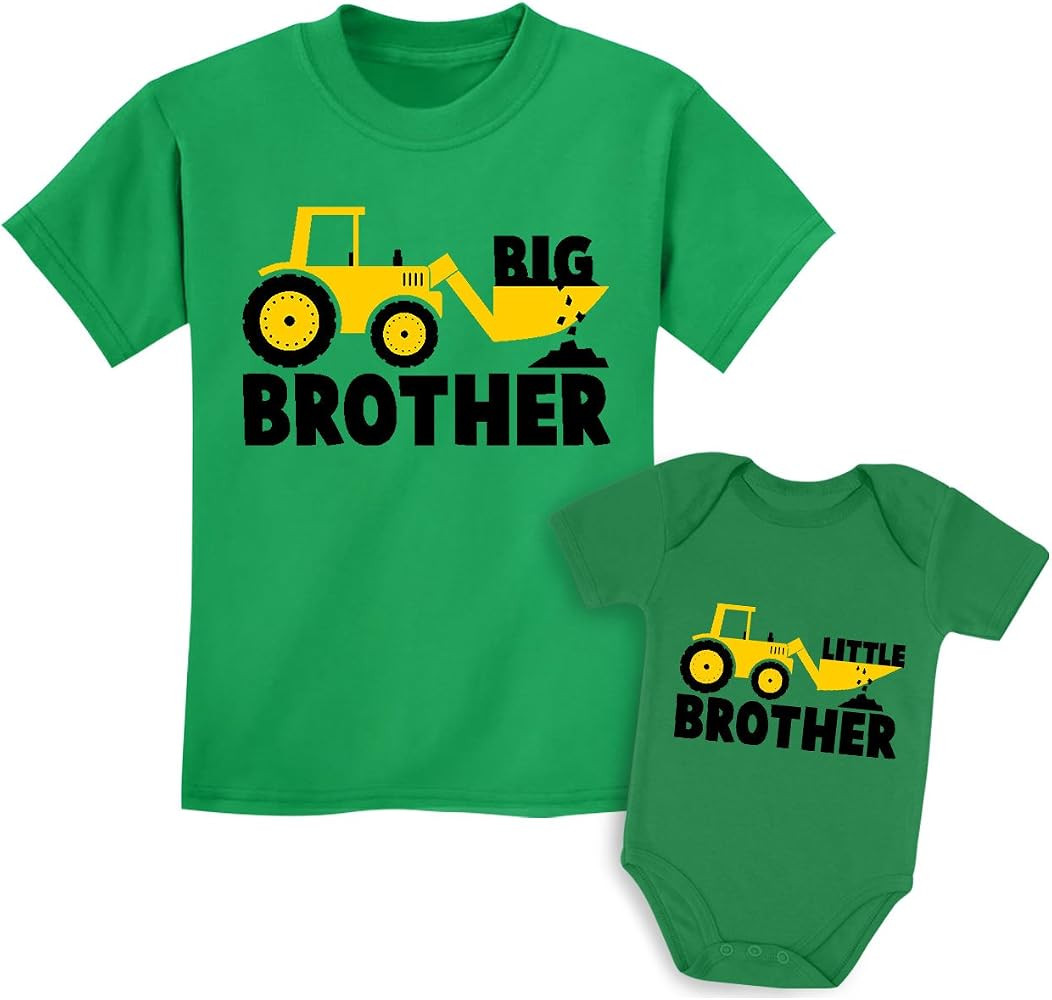 Tstars Big Brother & Little Bro Matching Tractor Outfits - Toddler T-Shirt & Baby Bodysuit - Sibl... | Amazon (US)