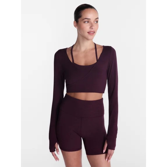 Athletic Works Women's ButterCore Wrap Top with Built In Bra, Sizes XS-XXXL | Walmart (US)