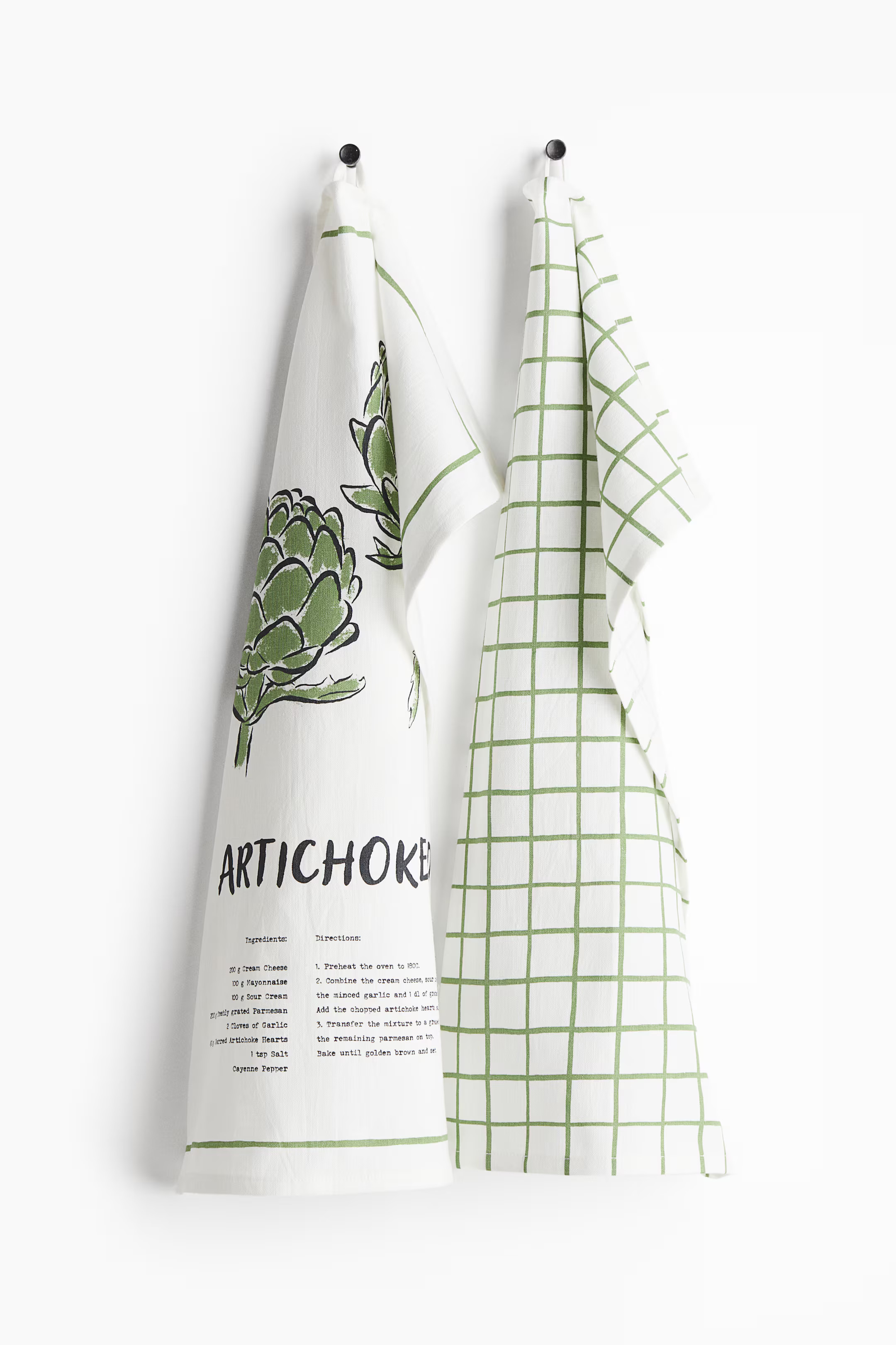 2-pack Tea Towels - White/Sugo di Pomodoro - Home All | H&M US | H&M (US + CA)