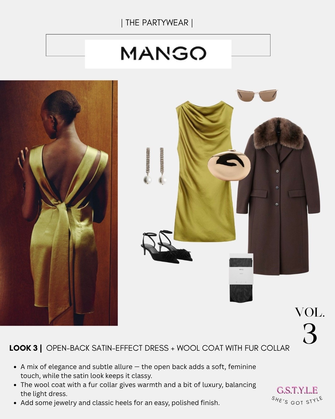 Elegant MANGO look featuring an open-back satin dress paired with a wool coat with a fur collar — chic, warm, and perfect for winter evenings.💃🏻🪩

#LTKdatenight #LTKdresses #LTKpartywear