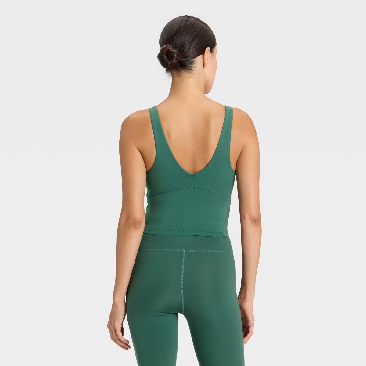 Women's Flex V-Neck Cropped Medium Support Sports Bra - All In Motion™ Brown L | Target