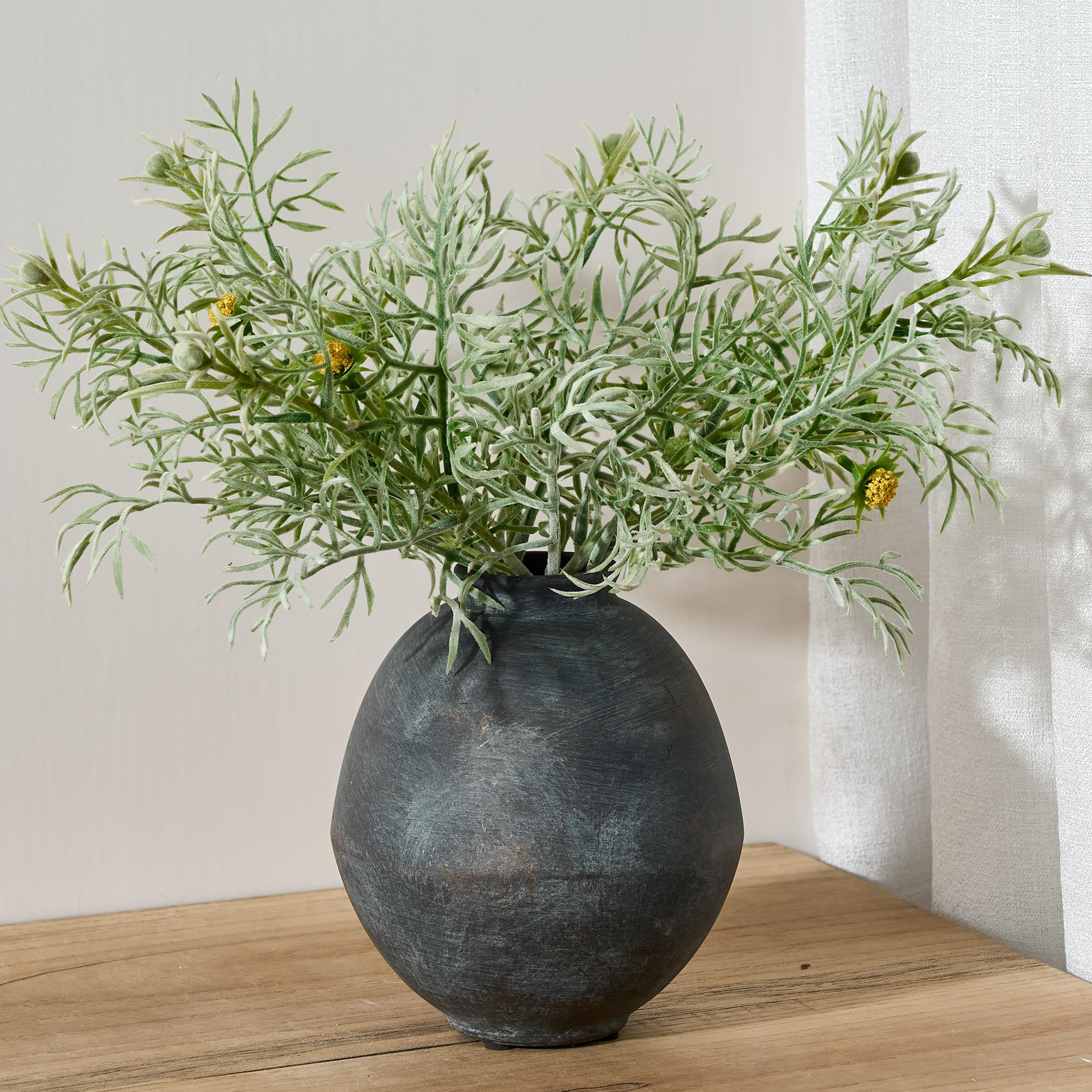 Ceramic Flower Vase, 6.22 Inch Rustic Farmhouse Vase Home Decor, Handcrafted Vintage Pottery Vase... | Amazon (US)