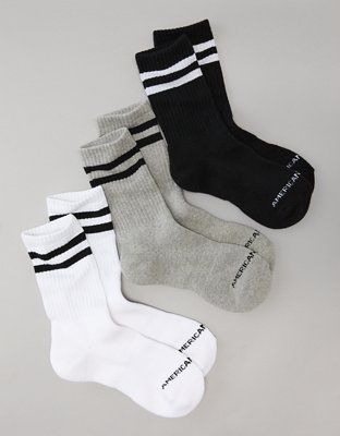 AE Striped Crew Socks 3-Pack | American Eagle Outfitters (US & CA)