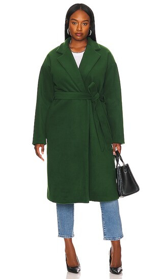 Brooks Waist Tie Coat in Forest Green | Revolve Clothing (Global)