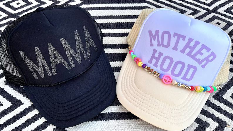 HappyMama Trucker hat, smiley face trucker hat, smiley face hat, Mother’s Day gift, mama hat, m... | Etsy (US)