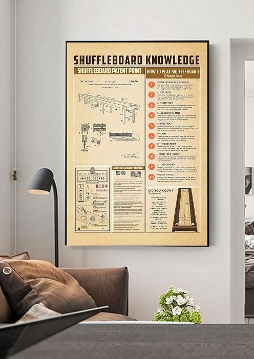 Retro Metal Tin Sign 12 X 16 Inches Shuffleboard Knowledge Poster Shuffleboard Print Poster How t... | Amazon (US)