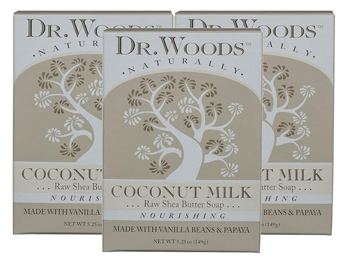 Dr. Woods Coconut Milk Bar Soap with Vanilla Beans, Papaya, & Organic Shea Butter, 5.25 oz (Pack ... | Amazon (US)