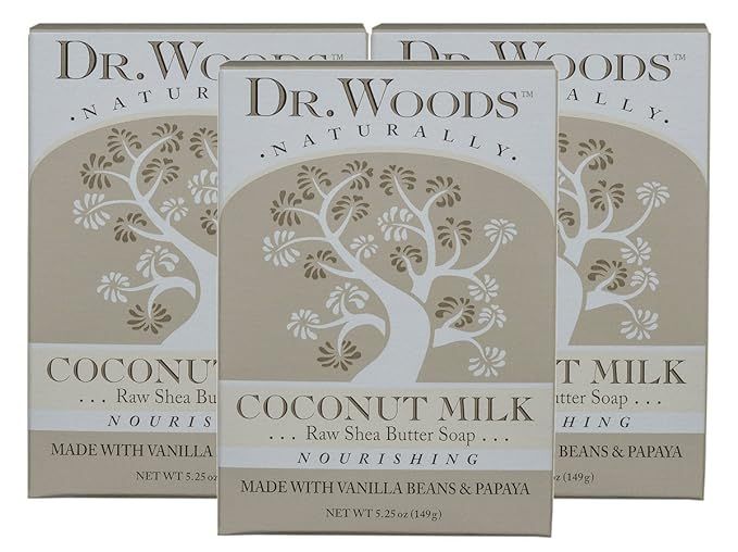 Dr. Woods Coconut Milk Bar Soap with Vanilla Beans, Papaya, & Organic Shea Butter, 5.25 oz (Pack ... | Amazon (US)