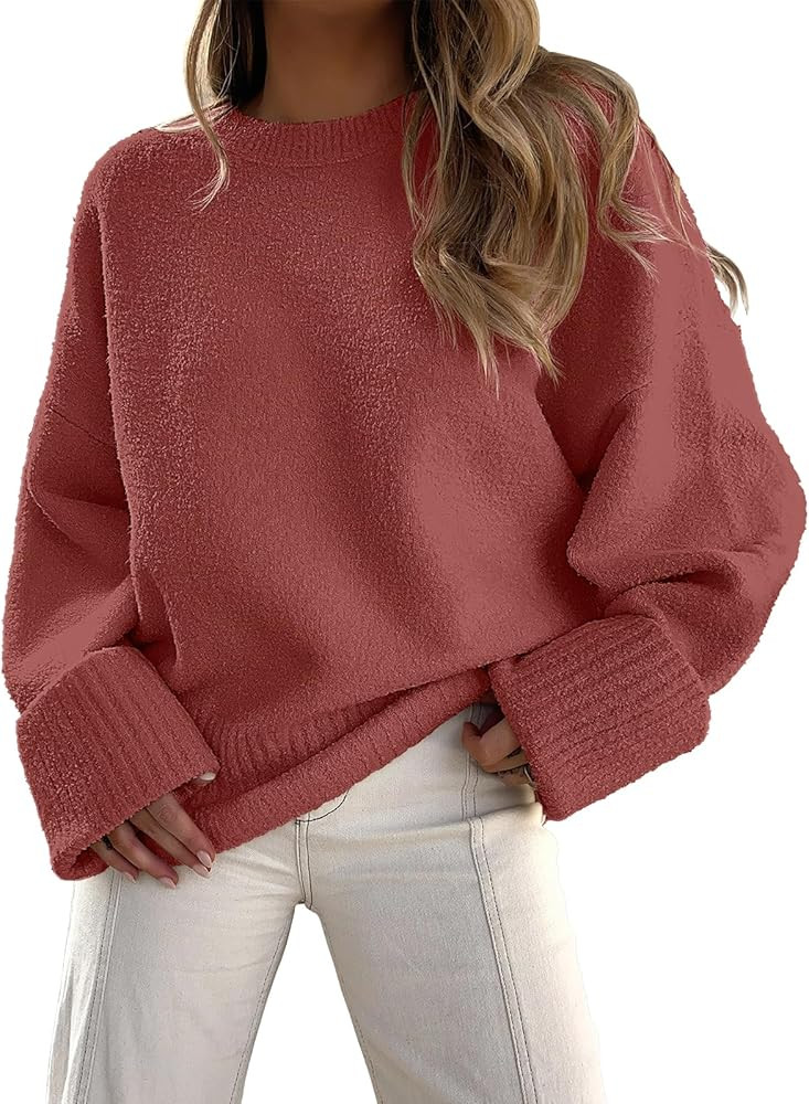 ANRABESS Women's Oversized Sweaters 2025 Long Sleeve Fuzzy Knit Casual Chunky Pullover Sweater Fa... | Amazon (US)