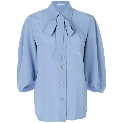 Prada Blusa de seda com detalhe de laço - Azul | FarFetch BR