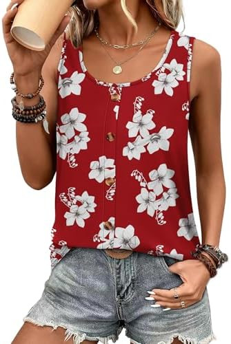 WIHOLL Tank Tops for Women Summer Tops Trendy Dressy Casual Spring Vacation Outfits Crewneck Butt... | Amazon (US)