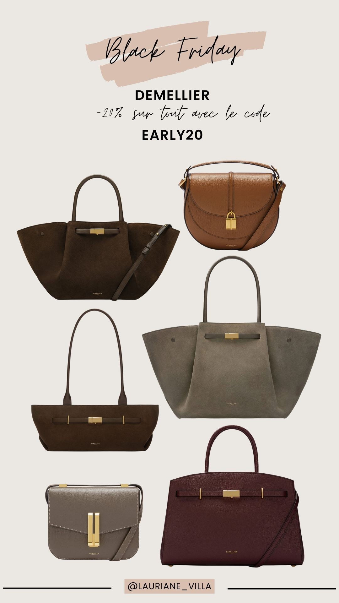 BLACK FRIDAY 2025
Demellier 
-20% sur tout avec le code EARLY20



#LTKsale #LTKfrance #LTKCyberWeek