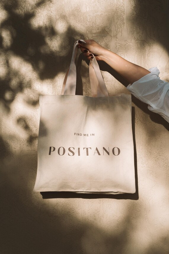 Find me in Positano Canvas Tote Bag, reusable grocery bag, Italy tote bag, yoga bag, canvas tote ... | Etsy (US)