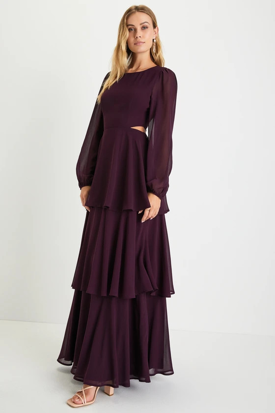 Garden Bliss Plum Purple Dress Fall Wedding Guest Dress Fall Wedding Guest Dresses Fall Fashion 2024 | Lulus