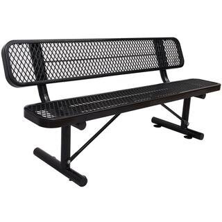 72 in. W x 23.2 in. L x 32.5 in. H Black Carbon steel Outdoor Bench with Backrest | The Home Depot