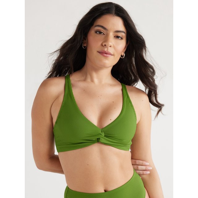 Sofia by Sofia Vergara Women's and Plus Ribbed Twist Bikini Top, Sizes XS-2X | Walmart (US)