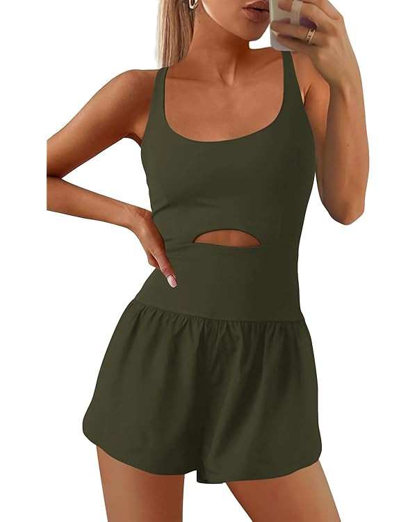 SENSERISE Womens Workout Athletic Romper Running One Piece Jumpsuit Shorts Tennis Gym Romper Outf... | Amazon (US)