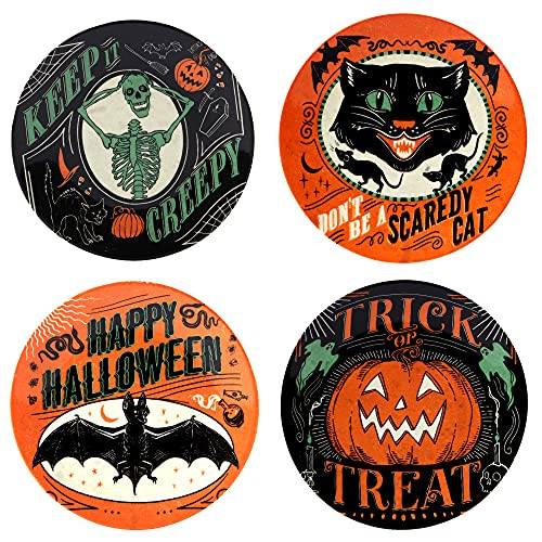 Certified International Scaredy Cat 6" Canape/Luncheon Plates, Assorted Designs, Multicolor, Medium, Set of 4 | Amazon (US)
