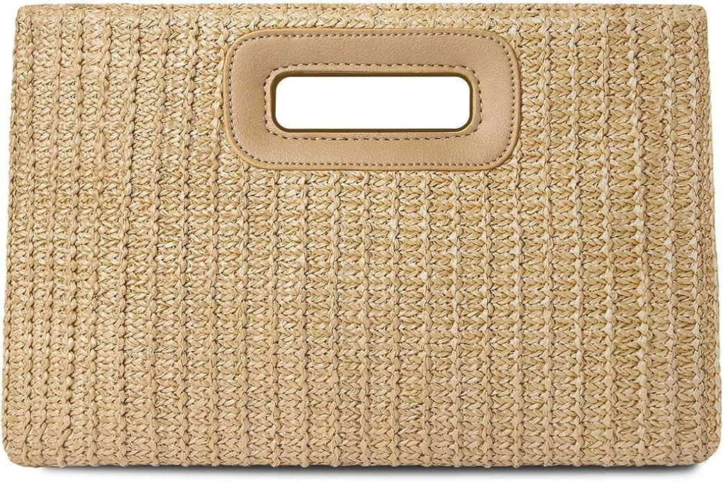 Beach Clutch Bag Straw Summer Clutch Purses for Women Handmade Woven Purse Detachable Gold Chain,... | Amazon (US)