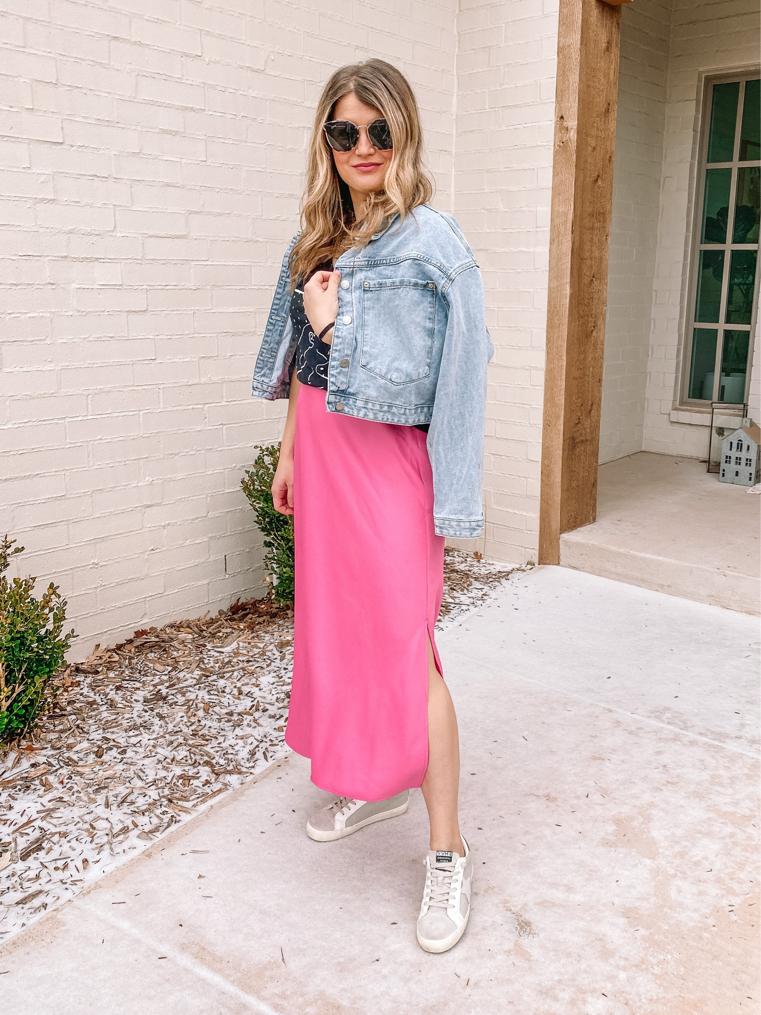 Hot pink satin skirt for a casual Valentine’s Day outfit option! #galentines 

#LTKunder50 #LTKunder100 #LTKSeasonal