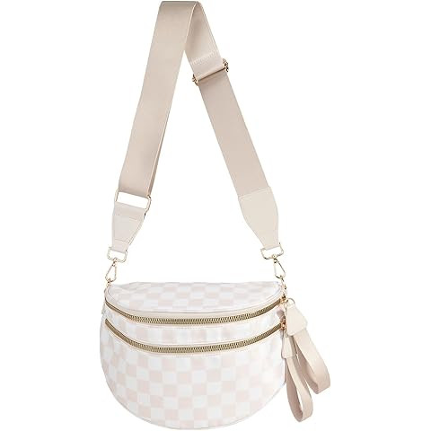 Checkered Crossbody Bum Bags for Women Nylon Checkered Purse Checkerboard Fanny Pack | Amazon (US)