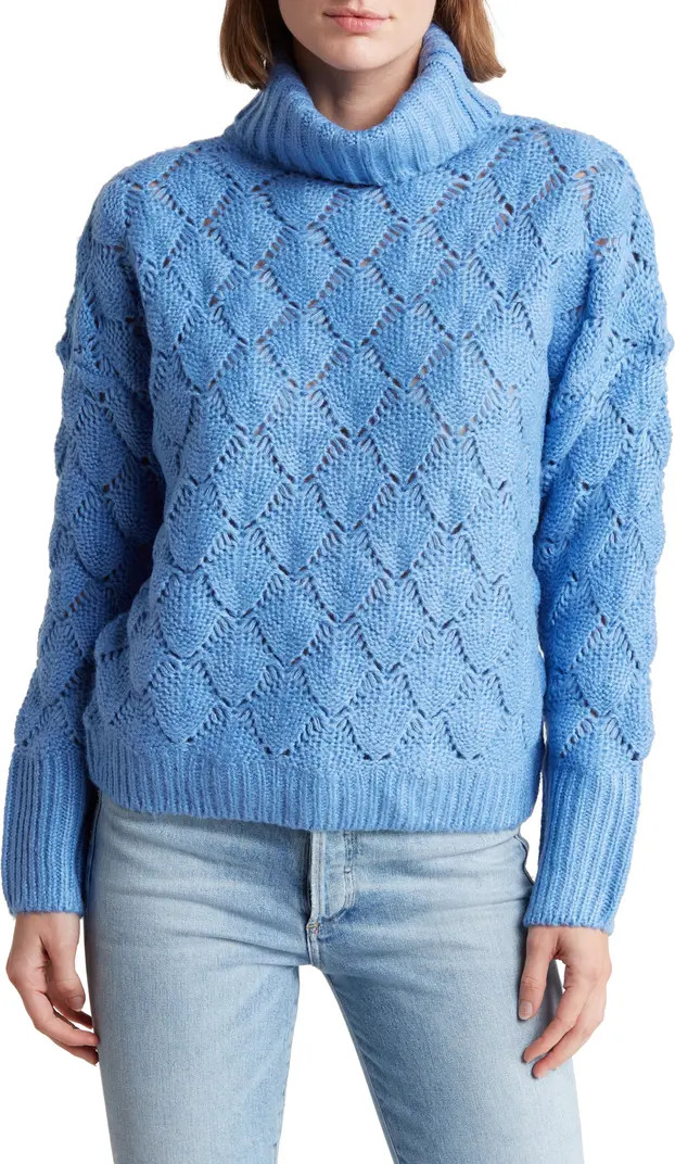 Bubble Stitch Open Knit Turtleneck Sweater | Nordstrom Rack