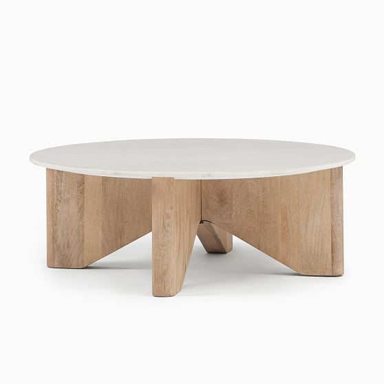 Maddox 44"" Coffee Table, Marble, Cerused White | West Elm (US)