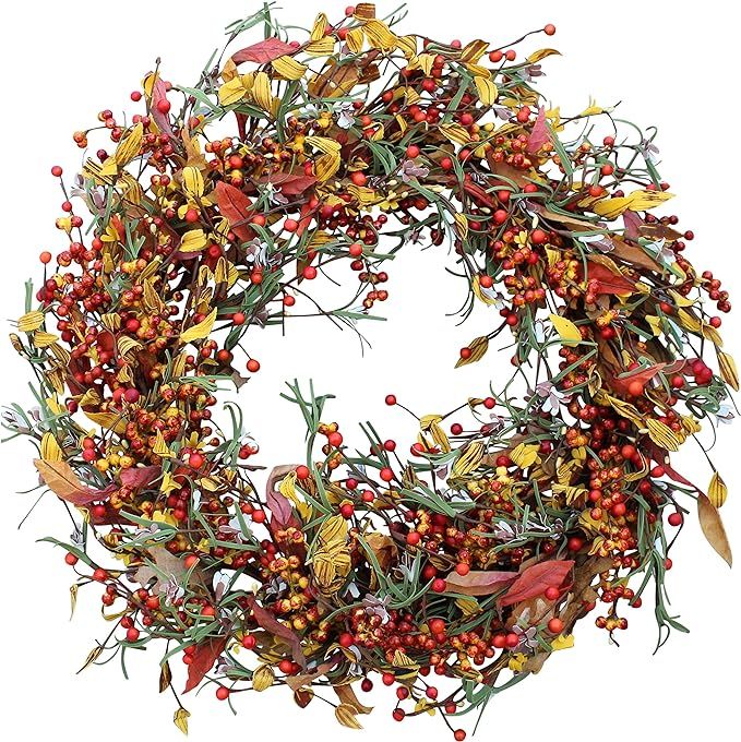 The Wreath Depot Appalachia Berry Silk Fall Door Wreath 24 inch, Handcrafted, Designed in USA, Fu... | Amazon (US)
