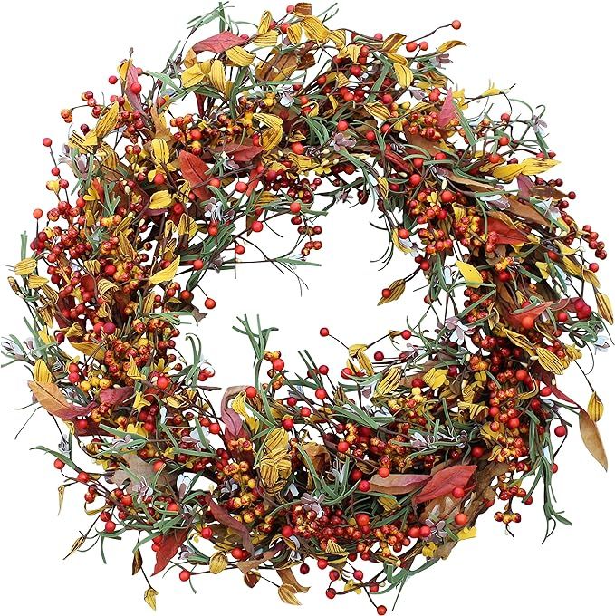 The Wreath Depot Appalachia Berry Silk Fall Door Wreath 24 inch, Handcrafted Designer Autumn Wrea... | Amazon (US)