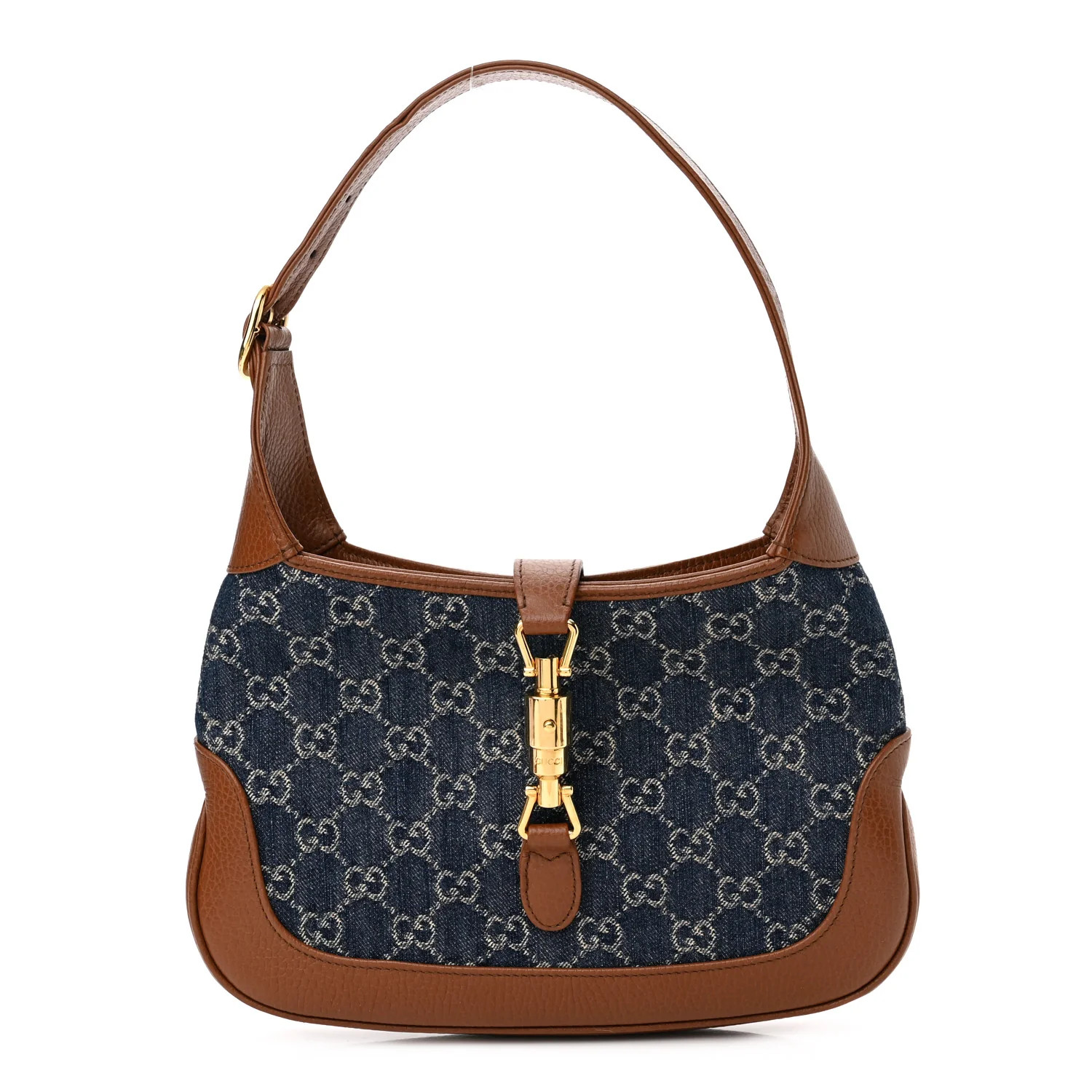 GUCCI New Denim GG Monogram Calfskin Small Jackie 1961 Hobo Blue Tea Cuir | FASHIONPHILE (US)