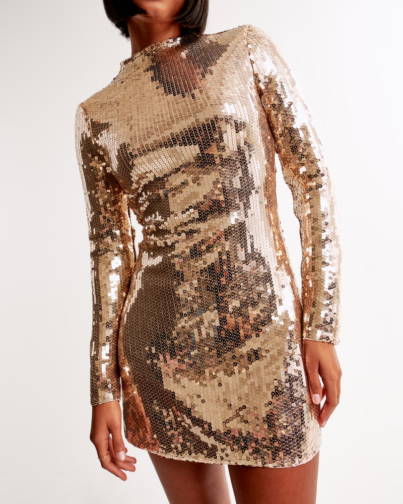 Women's The A&F Paloma Long-Sleeve Sequin Mini Dress | Women's Party Collection | Abercrombie.com | Abercrombie & Fitch (US)
