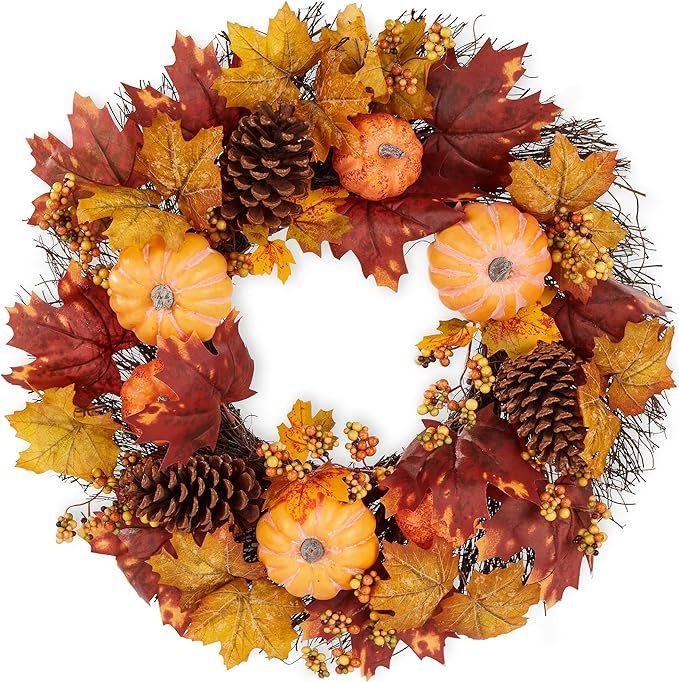 Best Choice Products 24in Artificial Fall Wreath, Indoor Outdoor Thanksgiving Décor, Autumn Holi... | Amazon (US)