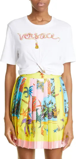 Versace Trésor de la Mer Print Pleated Miniskirt | Nordstrom | Nordstrom